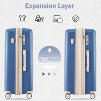 Luggage Sets 3 Piece Suitcase Set 20 24 28 With Usb Port,Carry On Luggage Airline Approved,Pp Lightweight Suitcase With Spinner Wheels, Blue And Ivory Blue Polypropylene