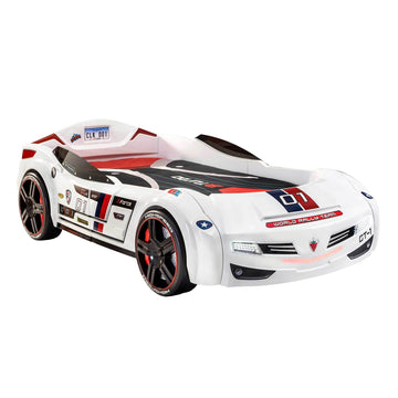 Rally Twin Race Car Bed, White White Wood Plastic