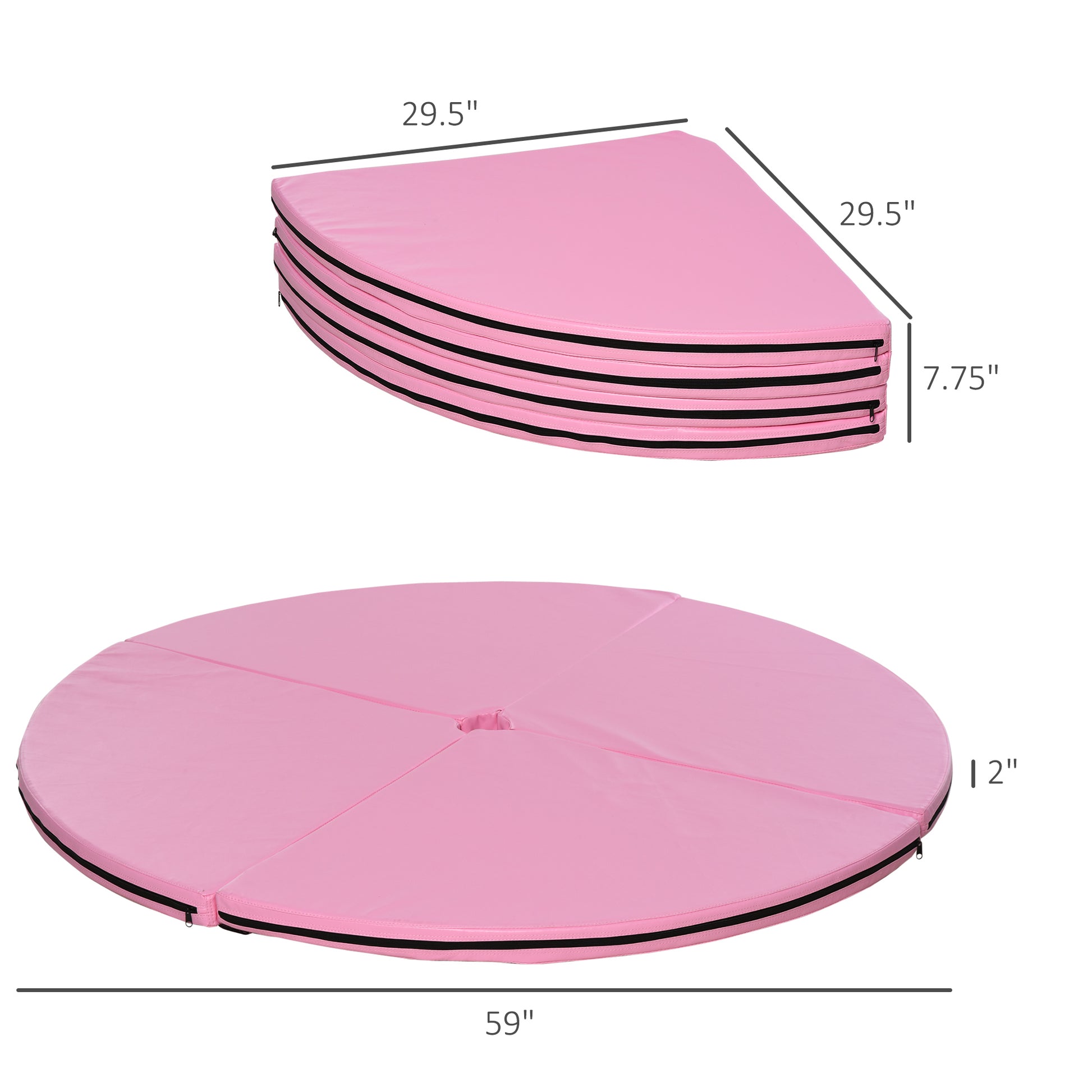 Soozier Pole Dance Mat, 2"T X 5'W Folding Pole Dance Mat For Home, Lightweight And Foldable, Pink Pink Pvc