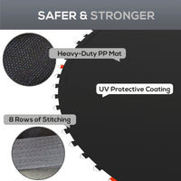 Soozier Trampoline Replacement Mat, Fits 14' Trampoline With 80 V Hooks & 5.5" Springs, Trampoline Mat With 8 Rows Of Stitching & Spring Pull Tool Spring & Frame Not Included , Black Black Plastic
