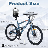 26 Inch Mountain Bike 21 Speed Dual Suspension Aluminum Alloy Frame For Men And Women'S Bike Cycling Blue Garden & Outdoor Aluminium Alloy