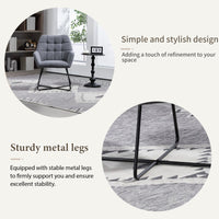 Modern Velvet Desk Chair Swirl Office Chair With Adjustable Foot Nails,Comfy Computer Task Chair Metal Legs Upholstered Accent Arm Chair For Living Room Bedroom Small Spaces Home Office,Grey Grey Foam Velvet