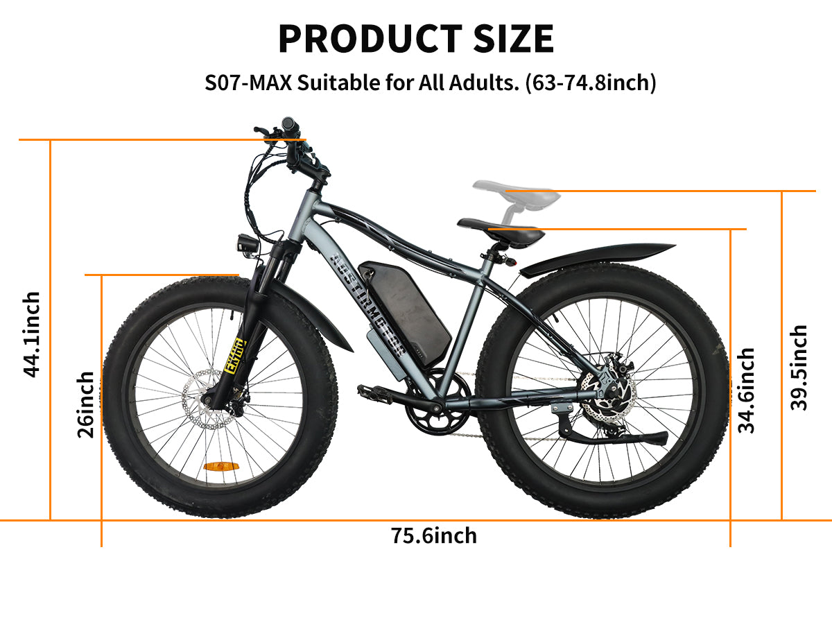 Aostirmotor S07 Max 26" 1000W Electric Bike Fat Tire P7 48V 20Ah Removable Lithium Battery For Adults With Detachable Rear Rack Fender Gray Gray Aluminium