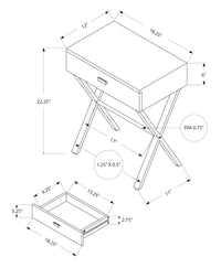 Accent Table, Side, End, Nightstand, Lamp, Storage Drawer, Living Room, Bedroom, Grey Laminate, Black Metal, Contemporary, Modern Grey Particle Board