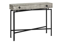 Accent Table, Console, Entryway, Narrow, Sofa, Storage Drawer, Living Room, Bedroom, Grey Laminate, Black Metal, Contemporary, Modern Grey Particle Board