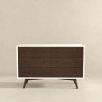 Mid Century Modern White Dresser 6 Drawer Dark Brown,White White Bedroom Mid Century Modern Solid Wood