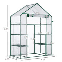 Outsunny 5' X 2.5' X 6.5' Mini Walk In Greenhouse Kit, Portable Green House With 3 Tier Shleves, Roll Up Door, And Weatherized Plastic Cover For Backyard Garden, Clear Clear Plastic