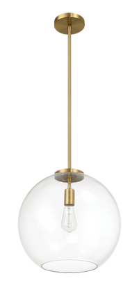 Gleam Single Light Pendant Lamp With Clear Globe Glass Satin Brass Antique Brass,Clear,Gold Ceiling Lights Brass,Glass