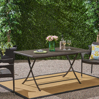 Riad Rectangle Foldable Dining Table Brown Multi Rattan