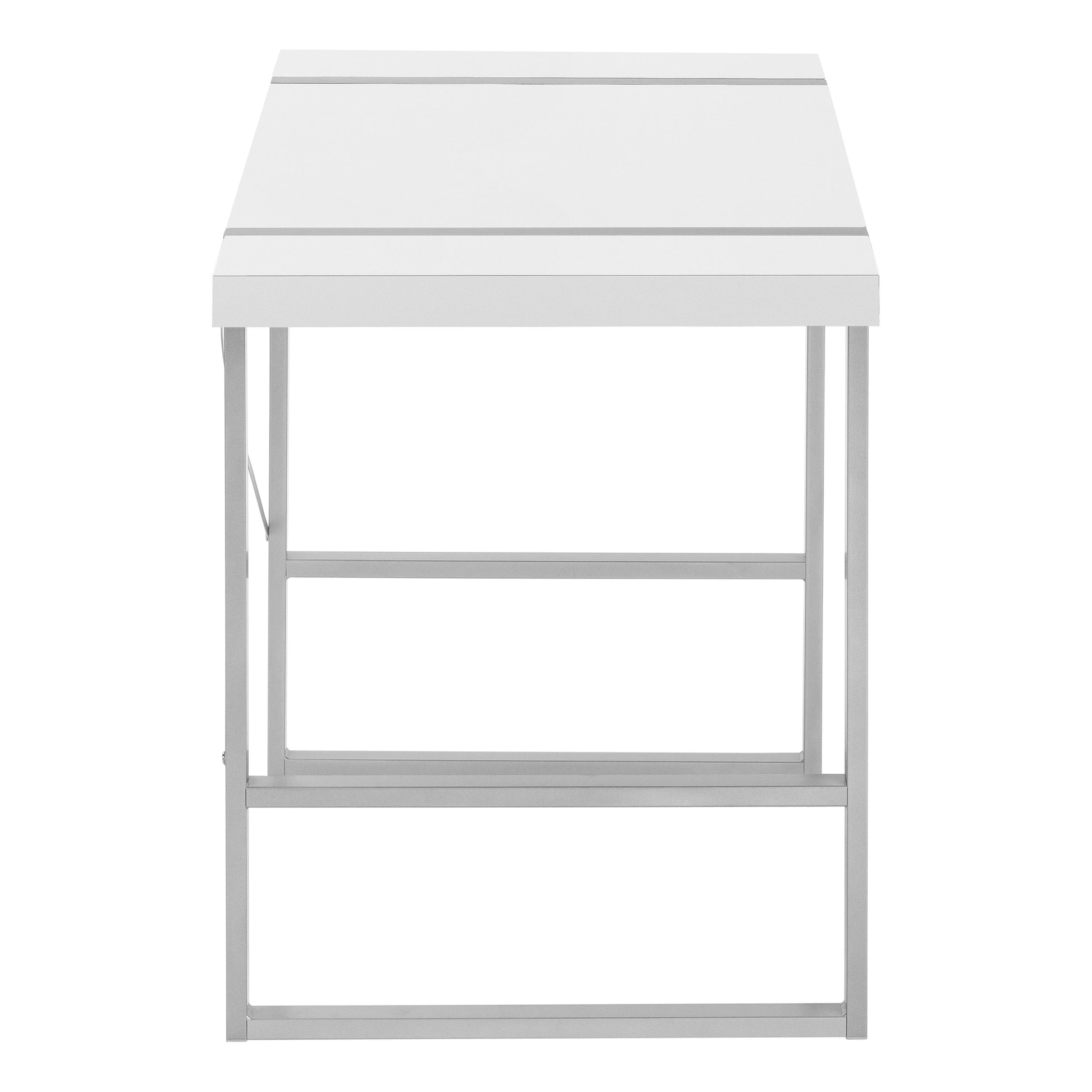 Computer Desk, Home Office, Laptop, 48"L, Work, White Laminate, Grey Metal, Contemporary, Modern White Particle Board