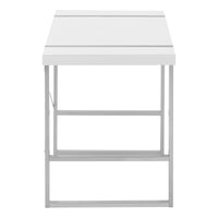 Computer Desk, Home Office, Laptop, 48"L, Work, White Laminate, Grey Metal, Contemporary, Modern White Particle Board