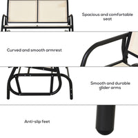 Outsunny 2 Person Outdoor Glider Bench, Patio Double Swing Rocking Chair Loveseat W Powder Coated Steel Frame For Backyard Garden Porch, Beige Beige Steel