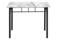Dining Table Set, 5Pcs Set, Small, 40" Rectangular, Kitchen, White Marble Look Laminate, Black Metal, Contemporary, Modern White Foam Metal