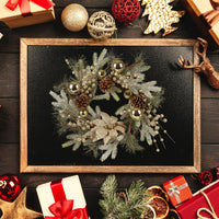 Christmas Wreath 20 Inch Christmas Door Decorations Wreath With Warm Lights 2Pcs Gold American Design Pine