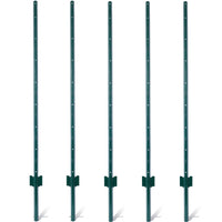 Fence Posts 5Feet 5Pack, Heavy Duty Metal Fence Post With U Channel, Steel Fence U Post For Holding Garden Wire Fence, Corner Anchor Posts Etc. Green Steel