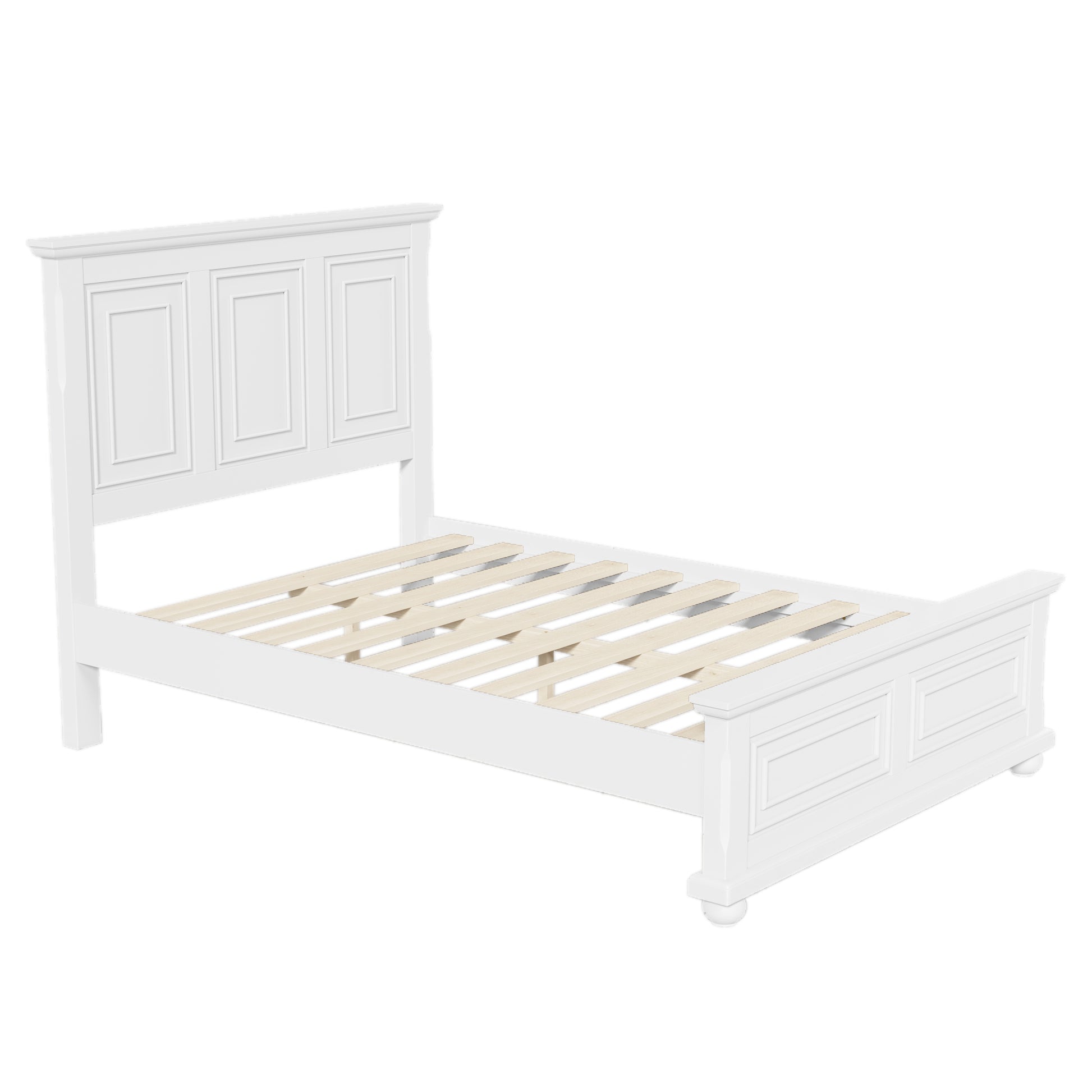 Traditional Town And Country Style Pinewood Vintage Queen Bed, White Queen White Pine