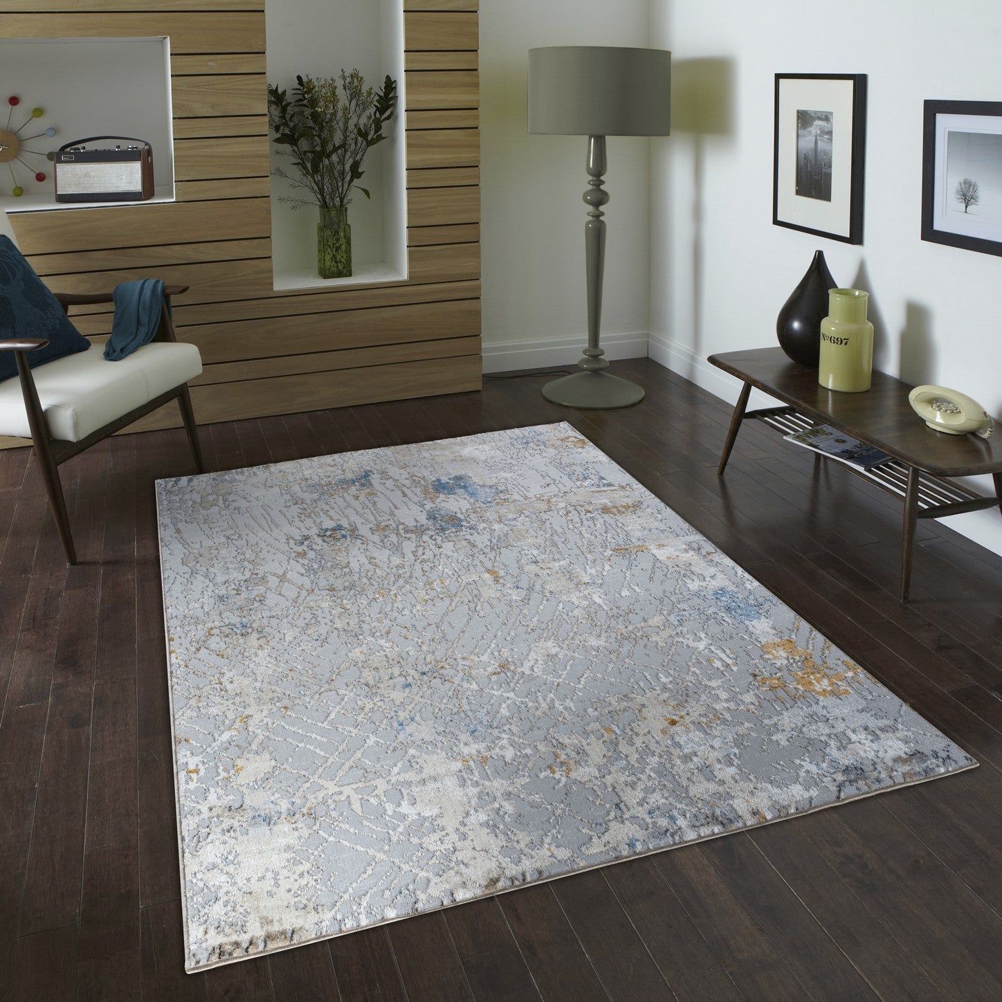 Textures Gc Art2004 Multi 5 Ft. 3 In. X 7 Ft. Area Rug White Polyester