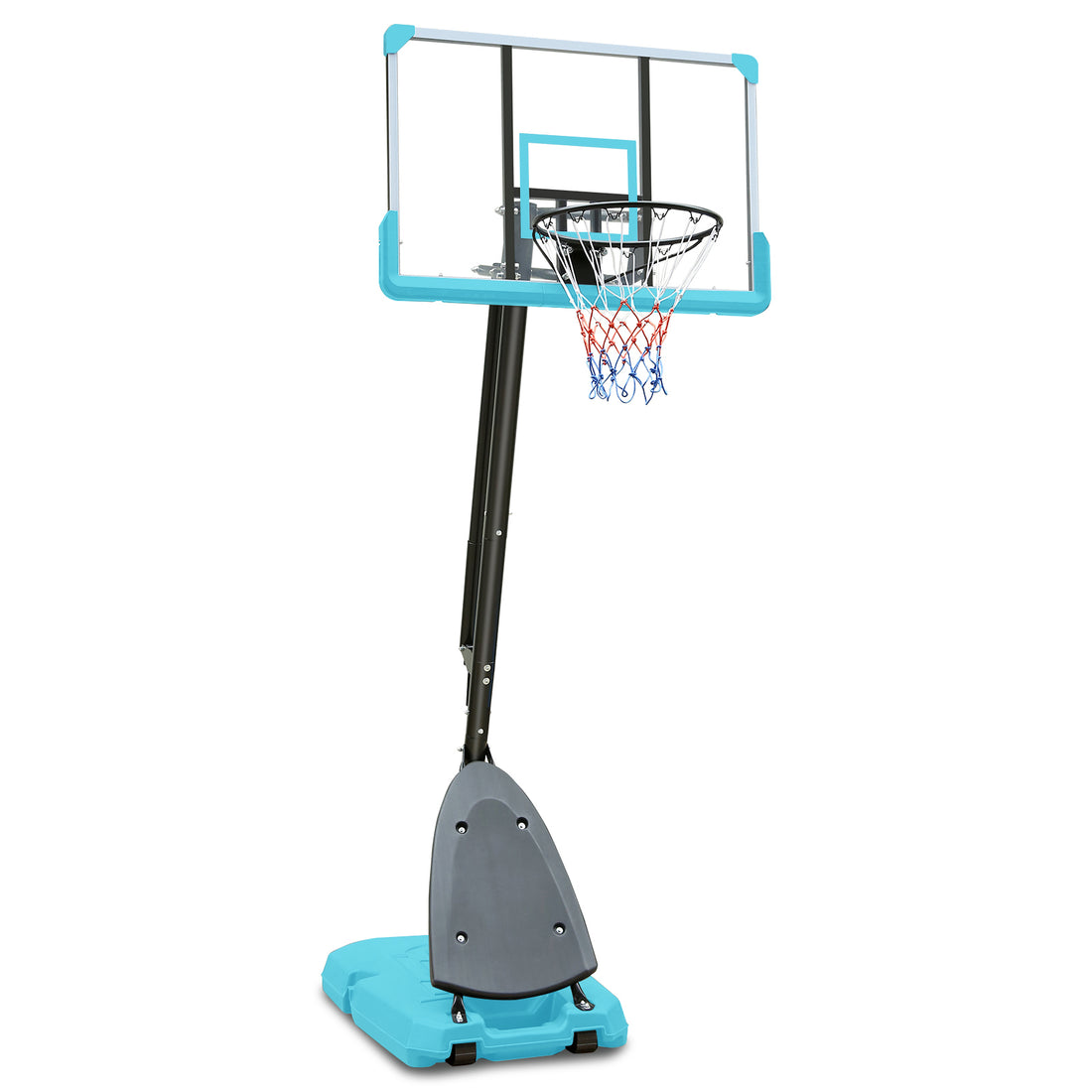 Height Adjustable Basketball Hoop, 7.5 To 10Ft Adjustable Basketball Stand With 44 Inch Backboard, Portable Basketball Goal System With Stable Base And Wheels Blue Balls Sports Black Blue Portable Garden & Outdoor Training Support Iron
