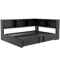 Metal Full Size Daybed With Trundle, Storage Cabinets And Usb Ports, Black Full Black Metal