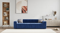 88.6" Modern Sofas Couches For Living Room,3 Seater Loveseat,Cloud Sofas & Couches With Square Armrest,Deep Seat Comfy Couch For Bedroom Navy Blue Chenille