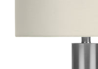 Lighting, 28"H, Table Lamp, Nickel Metal, Ivory Cream Shade, Contemporary Silver Acrylic