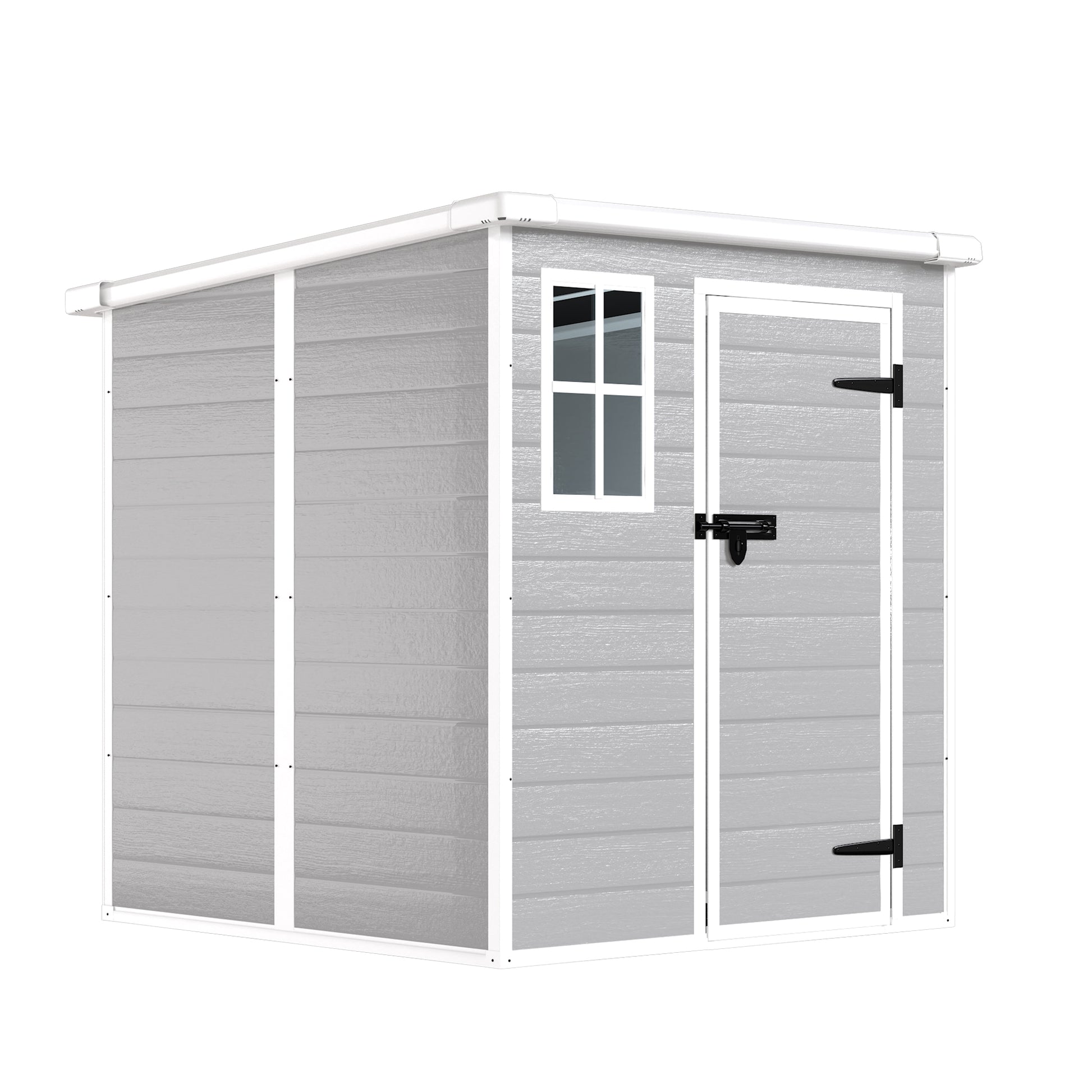 6X6 Ft Storage Shed, Waterproof Resin Outdoor Storage Shed With Floor & Window & Lockable Doors And Vents, Tool Shed For Bike, Garden, Backyard,Lawn, All Weather Use, Light Grey Gray Primary Living Space Polypropylene