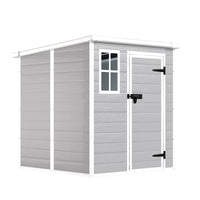 6X6 Ft Storage Shed, Waterproof Resin Outdoor Storage Shed With Floor & Window & Lockable Doors And Vents, Tool Shed For Bike, Garden, Backyard,Lawn, All Weather Use, Light Grey Gray Primary Living Space Polypropylene