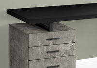 Computer Desk, Home Office, Laptop, Left, Right Set Up, Storage Drawers, 48"L, Work, Black And Concrete Laminate, Black Metal, Contemporary, Modern Black Particle Board