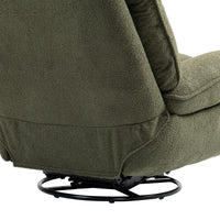 360 Swivel Recliner Adjustable Chair Chenille Glider Swivel Reclining Sofa Chair With Black Metal Round Base Green Army Green Foam Upholstered