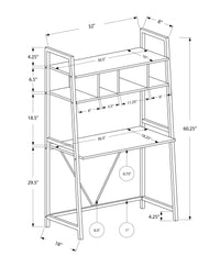 Computer Desk, Home Office, Laptop, Leaning, Storage Shelves, Work, White Laminate, White Laminate, Contemporary, Modern White Mdf