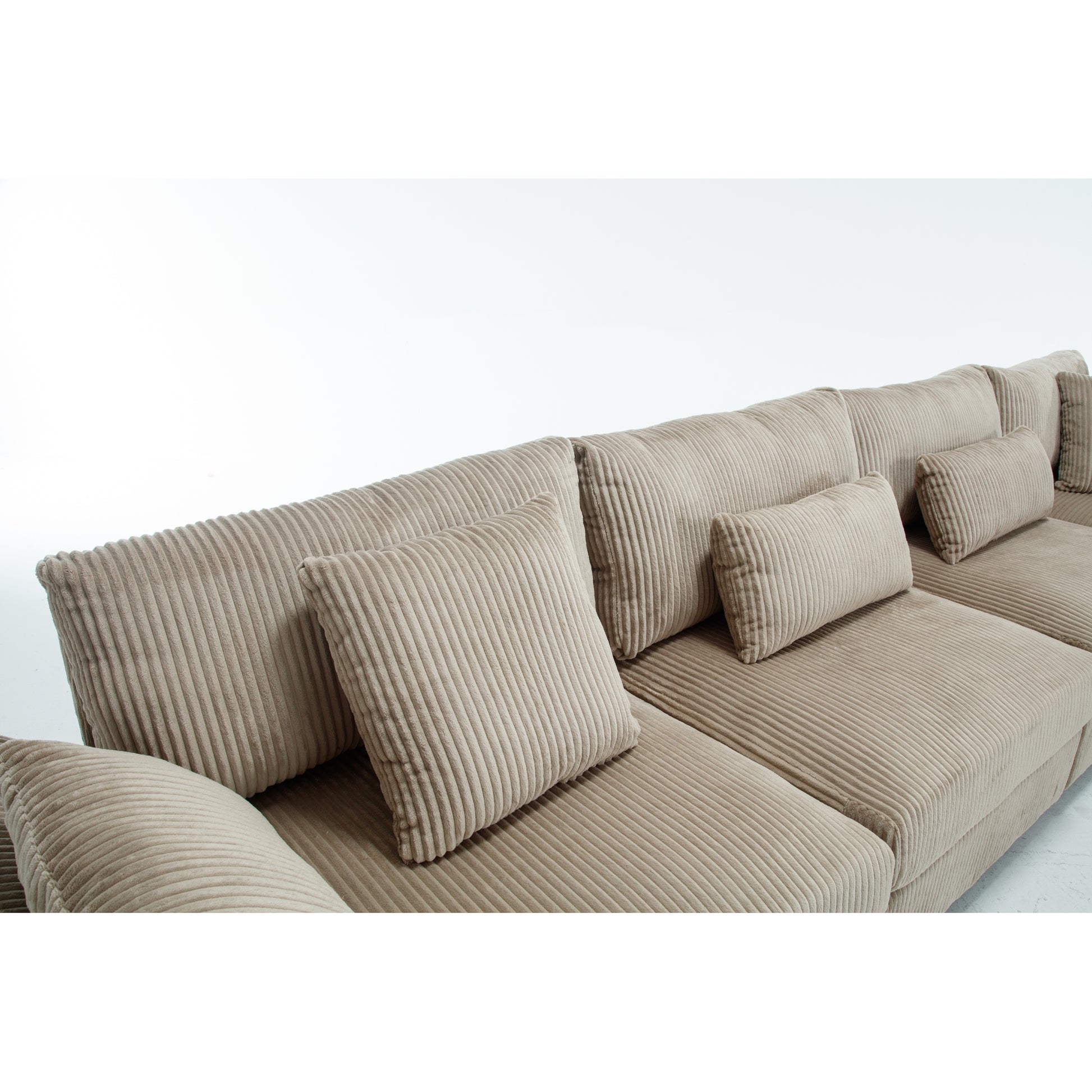 Arrival Oversized Modular Sectional Sofa Couches Set,Corduroy Upholstered Deep Seat Comfy Sofa For Living Room ,6 Seat ,Brown Brown Fabric 6 Seat