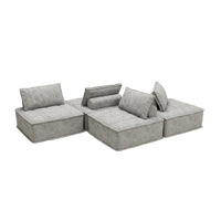 Modular 4 Piece Sofa With Adjustable And Removable Backrests For Ultimate Comfort Oversized Sofa Chenille Light Grey Sofa Light Gray Chenille 4 Seat