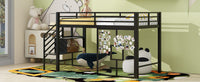 Twin Size Metal Low Loft Bed Frame With Storage Staircase And Iron Mesh,Black Expected Arrival Time:10.10 Black Metal