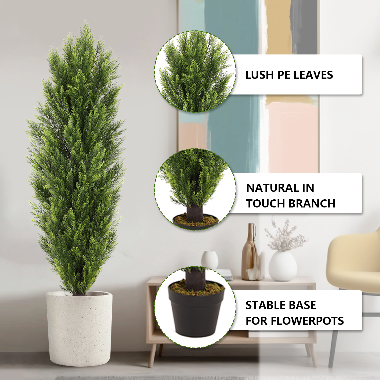 Christmas Like Artificial Cedar Cypress Plants Faux Boxwood Pine Greenery Trees Plantas Artificiales For Decor Green Plastic