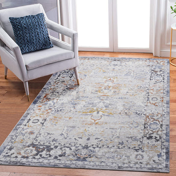 6X9 Ivory Grey Traditional Non Shedding Living Room Bedroom Dining Home Office Stylish And Stain Resistant Area Rug Ivory Grey Polyester