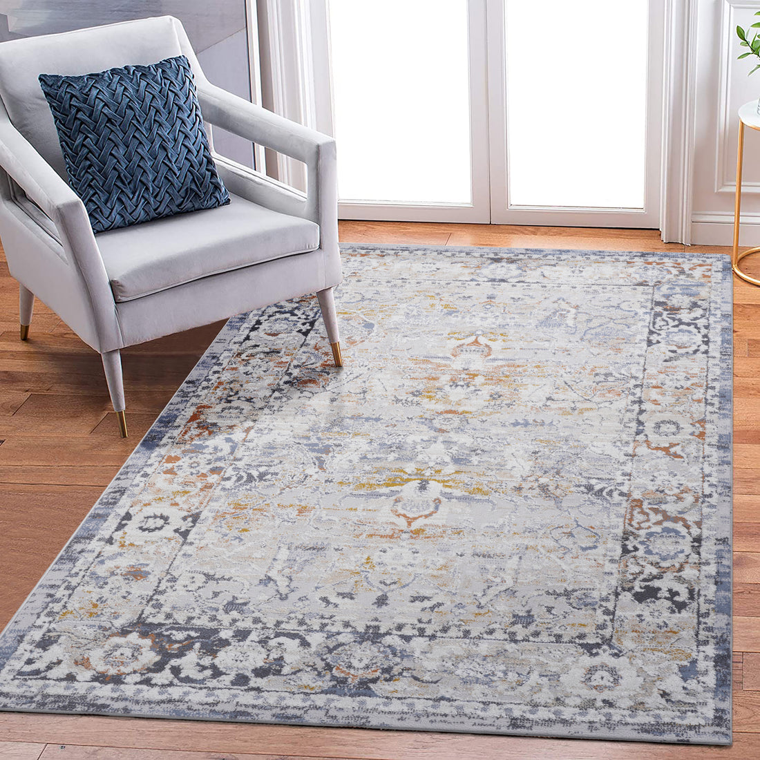 Naar Payas Collection 5X7 Ivory Grey Traditional Non Shedding Living Room Bedroom Dining Home Office Stylish And Stain Resistant Area Rug Ivory Grey Polyester