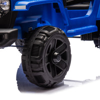 12V Kids Ride On Electric Truck Car W Parents Control,2Wd,Four Wheel Suspension,Early Education Function,Adjustable Volume,Usb,Mp3,Bluetooth,Microphone Jack,Power Display,Led Lights For Kids Aged 3. Blue Polypropylene