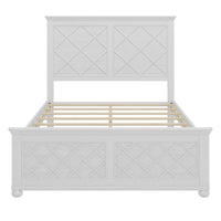 Coastal Farmhouse Solid Wood Full Size Bed Frame,Antique White Box Spring Not Required Full Antique White Wood Bedroom Farmhouse,Traditional,Vintage Bed Frame Wood