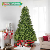 9Ft Artificial Christmas Tree With 2576 Pe&Pvc Mixed Branch Tips, Unlit Hinged Premium Spruce Fake Xmas Trees, Holiday Decoration, Easy Assembly, Foldable Metal Stand, Green Green Pvc