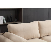 Oversized 79" Modern Style Button Tufted Linen Upholstered 3 Seat Sofa, Three Seat Sofa Couch, Living Room Sofa For Home Or Office, Khaki Khaki Fabric 3 Seat