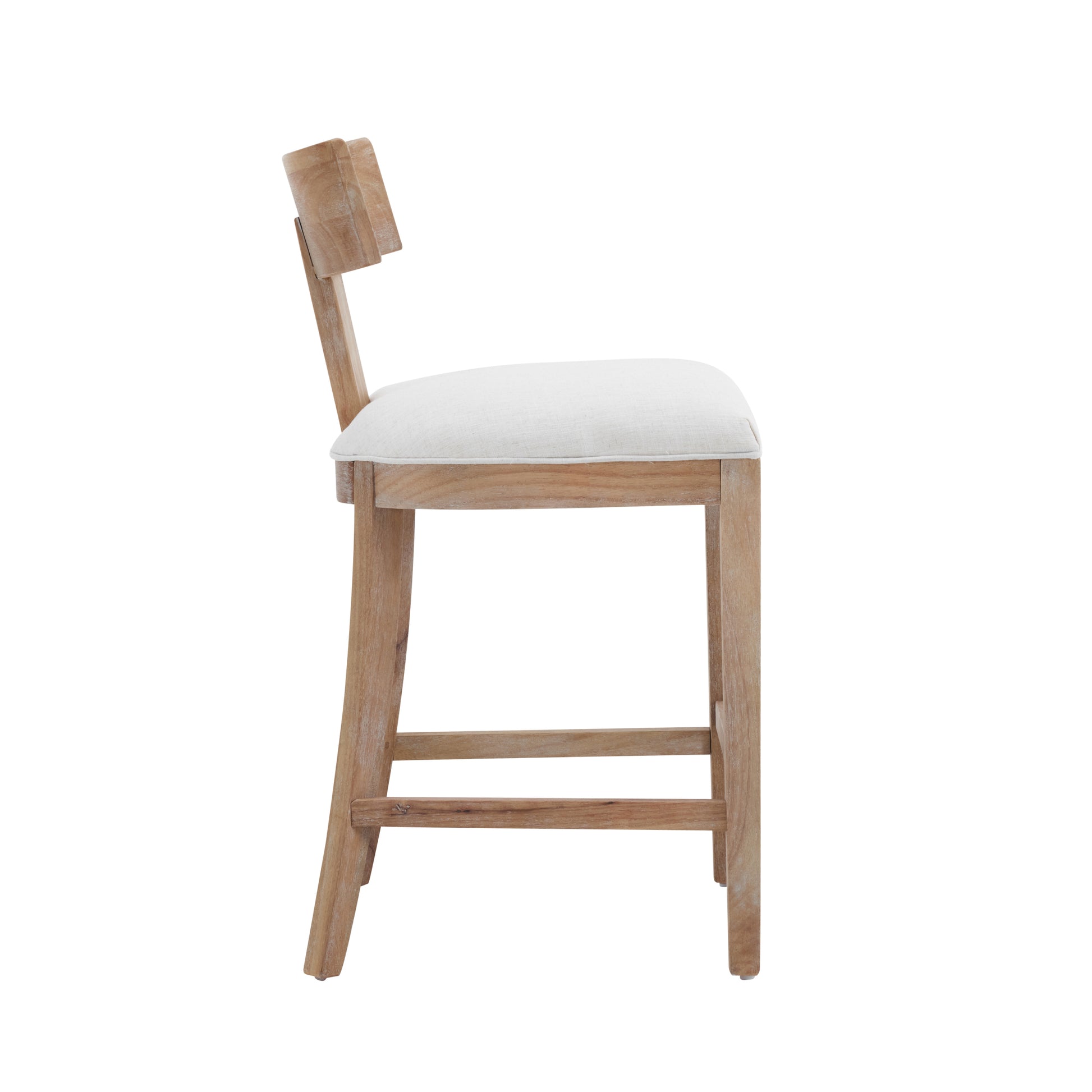 27" Counter Stools Set Of 2, Upholstered Counter Height Bar Stools With Solid Rubber Wood Frame, Backrest, Footrest, Armless Barstools For Home Bar, Kitchen Counter, Beige & Natural Beige Natural Foam Set Of 2 Fabric