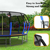 16Ft Trampoline With Enclosurerecreational Trampolines With Ladder And Antirust Coating, Astm Approval Outdoor Trampoline For Kids Colorful Steel