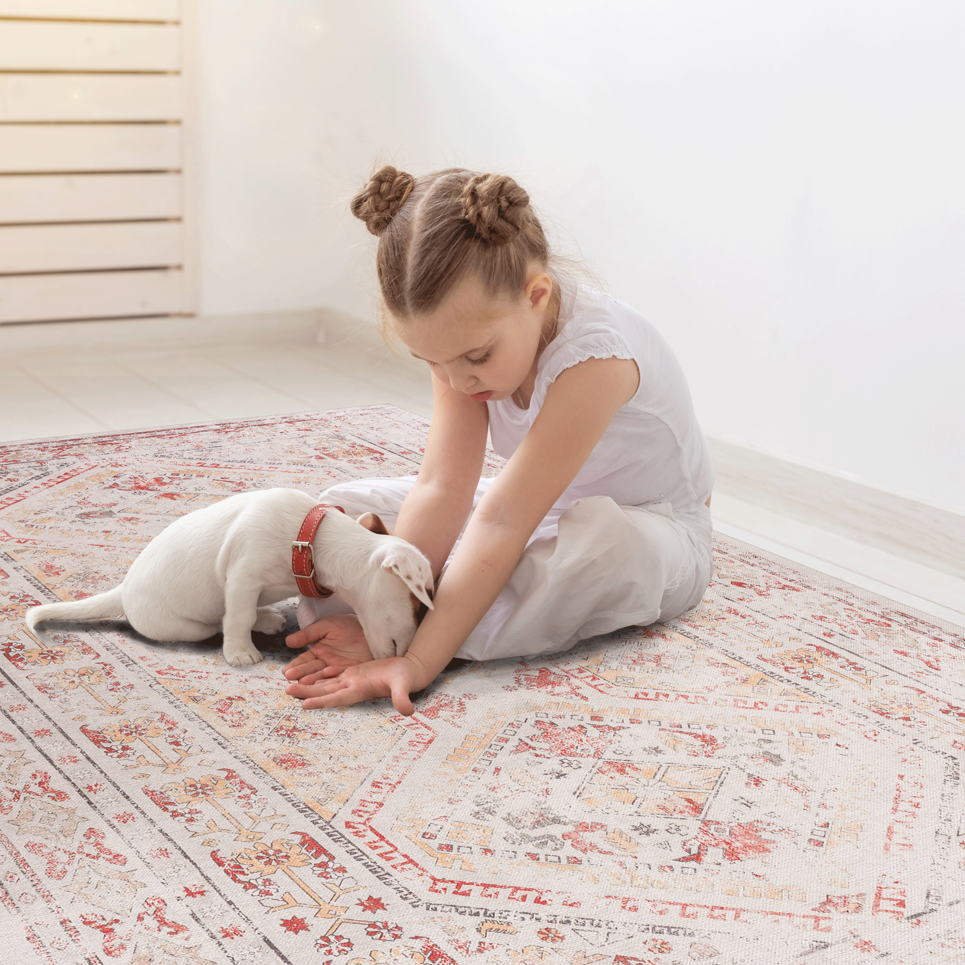 Naar 3X5 Area Rug Beige Area Rugs Kid & Pet Friendly Washable Rugs 3X5 Non Shedding 3X5 Area Rugs Foldable 3 X 5 Area Rug Washable Non Slip Eco Friendly 3X5 Rugs With Low Pile Beige, 3'X5' Beige Chenille Polyester