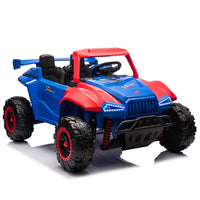 24V Two Seater Kids Ride On Electric Car W Parents Control,Seat Width 20.47In,2Wd,Four Wheel Suspension,The Police Car With A Megaphone,Power Display,Bluetooth,Mp3,Usb Tf,Music,Led Lights For Kids. Blue Red Polypropylene