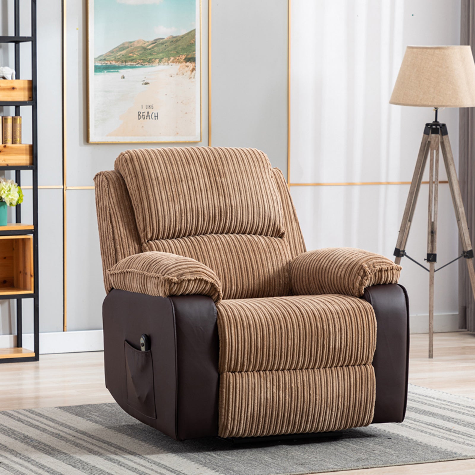 Brown Fabric Recliner Chair Cushion Brown Corduroy
