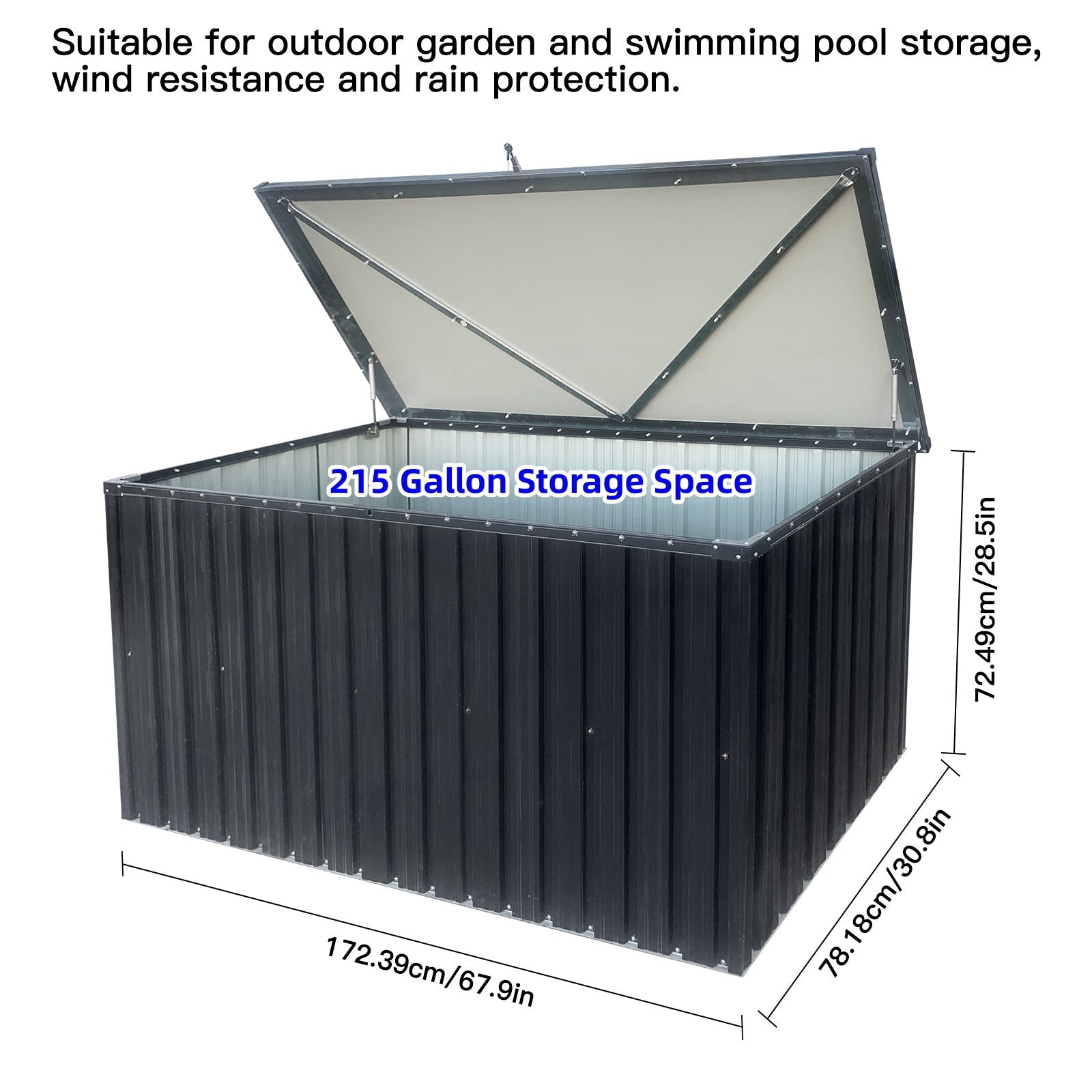 Out Door Metal Storage Box Store Medium Black Metal