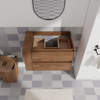 30" Wall Mounting Bathroom Vanity, Soft Close Drawer Only Vanity, Without Basin 2 Brown Oak 1 Bathroom Wall Mounted Modern Plywood