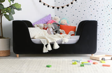 Bodhi Upholstered Toddler Bed In Black Black Polyester