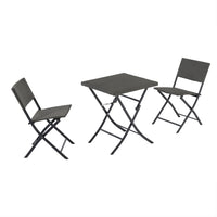 Rattan Patio Bistro Set, 3 Piece Foldable Outdoor Patio Furniture Sets, With Folding Table And Two Chairs, For Garden, Backyard, Pool, Lawn, Porch, Balcony, All Weather Rattan Style Gray Pe Rattan Iron