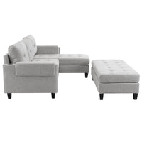 83.4" L Shaped Sofa Sectional Couch Sofa Bed With Two Usb Ports, A Movable Ottoman And A Reversible Chaise Lounge For Living Room, Grey Grey Foam Chenille 5 Seat